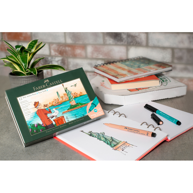 Faber-Castell - Pitt Artist Pen tin set - New York - 12 pcs (267135)