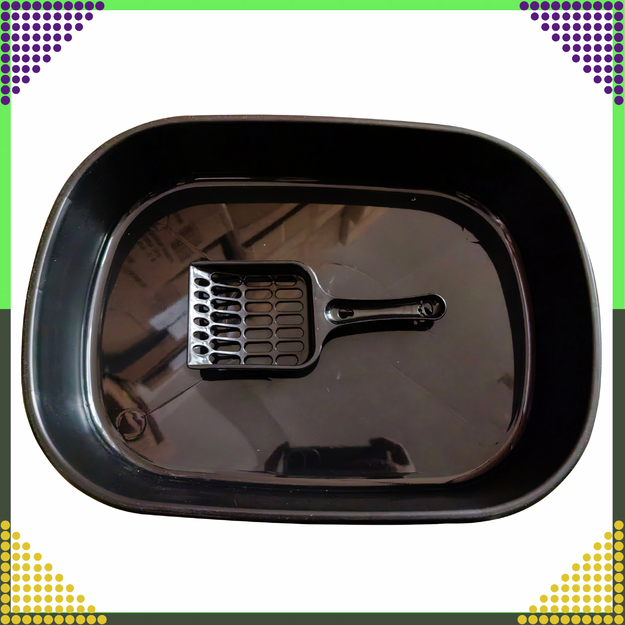 Kačių ir kačiukų kraiko dėžutė su samteliu, atvira, paprasta