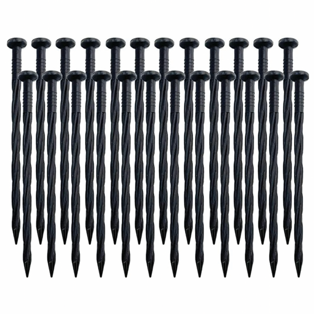 5 vnt. vejos ir sodo apvadų rinkinys, 40 mm x 50 mm x 10 m, 30 juodų kaiščių ir inkarų