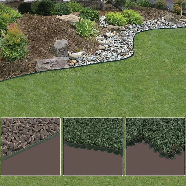 5 vnt. vejos ir sodo apvadų rinkinys, 40 mm x 50 mm x 10 m, 30 juodų kaiščių ir inkarų