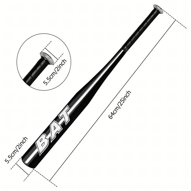 Kij Baseballowy Bejsbolowy Bat Aluminiowy 25  64cm Mocny Treningowy Czarny 5