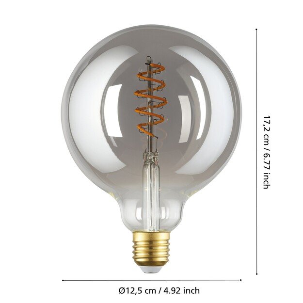EGLO - E27 G125 spiral, smoke - Warm white - Zigbee, Bluetooth 3