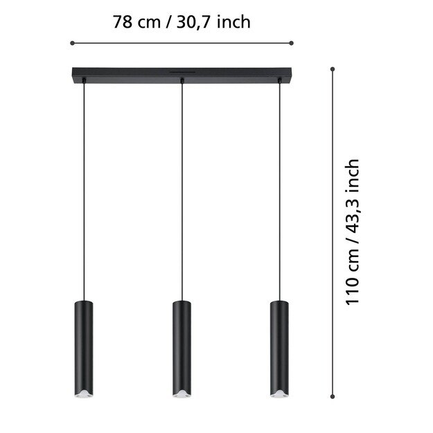 EGLO - Balamorta-Z Long Table Pendant - Black L78 - RGB + TW - Zigbee, Bluetooth 4