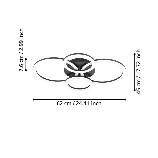 EGLO - Paranday-Z ceiling lamp w/circles black 61.5x45 - TW - Zigbee, Bluetooth 4
