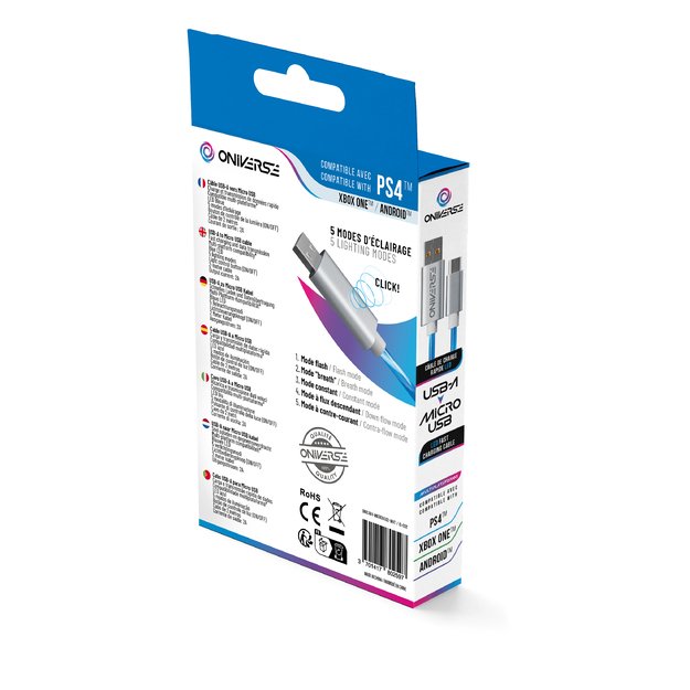 Oniverse Micro Usb Charge Cable With Led, 2 Meters - White 2