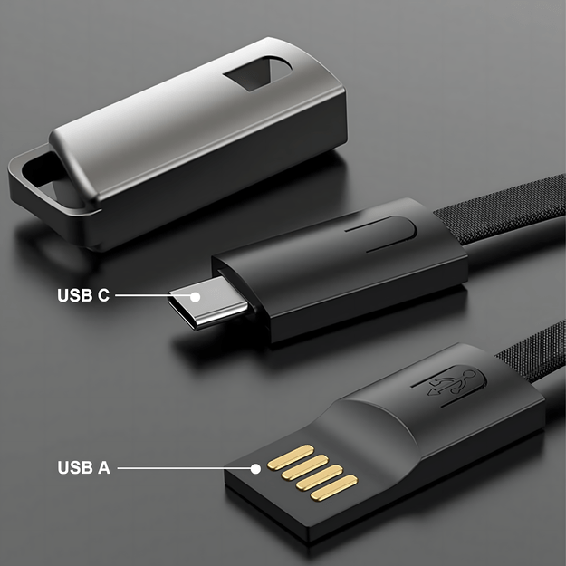Kabel Ładowarka Brelok Smycz do Danych USB-C - USB-A Szybkie Ładowanie  10