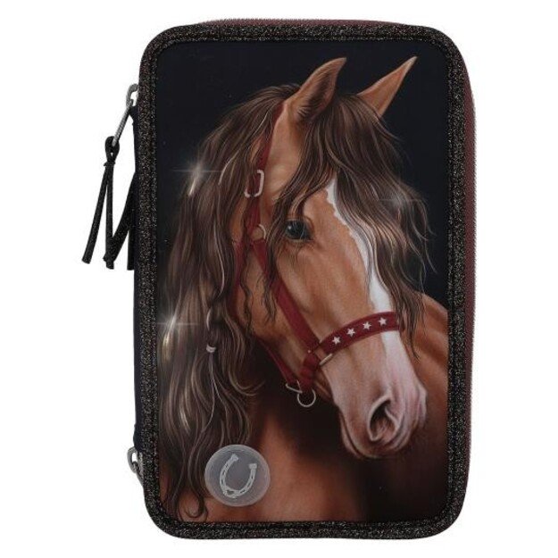 Miss Melody - Triple Pencil Case  LED GLITTER HORSE ( 0413190 ) 4