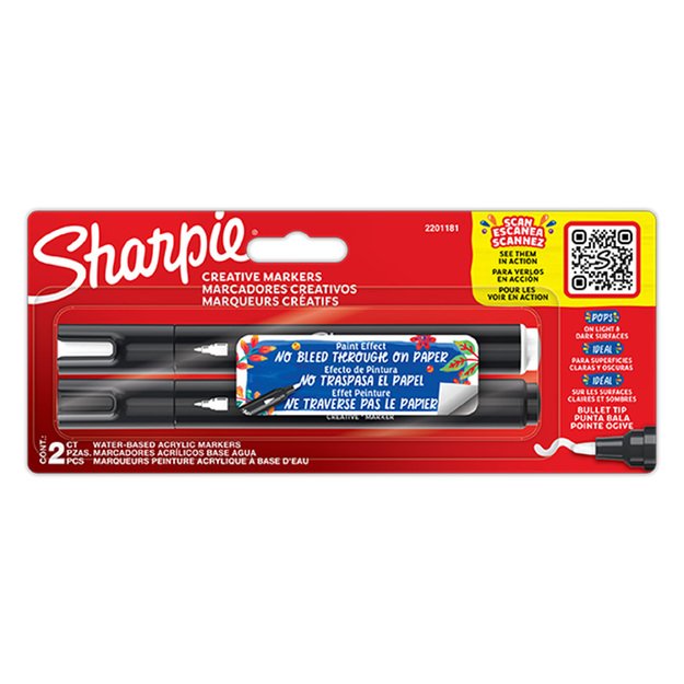 Sharpie - Creative Marker Acrylic Paint Pens - Black & White - 2 Count
