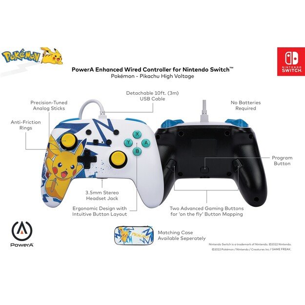 PowerA NSW ENH Wired Controller - Pikachu High Voltage /Nintendo Switch