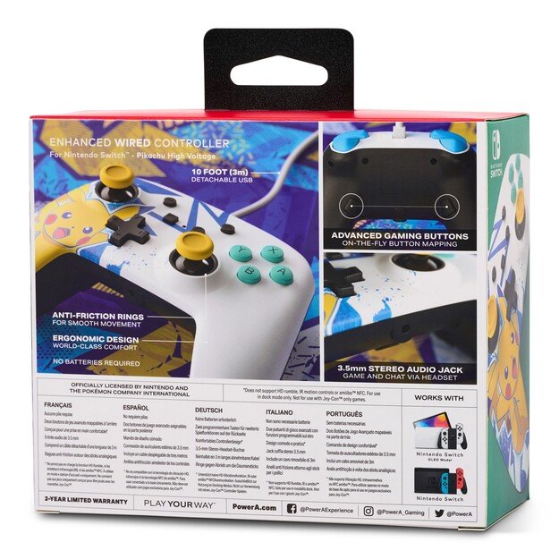 PowerA NSW ENH Wired Controller - Pikachu High Voltage /Nintendo Switch