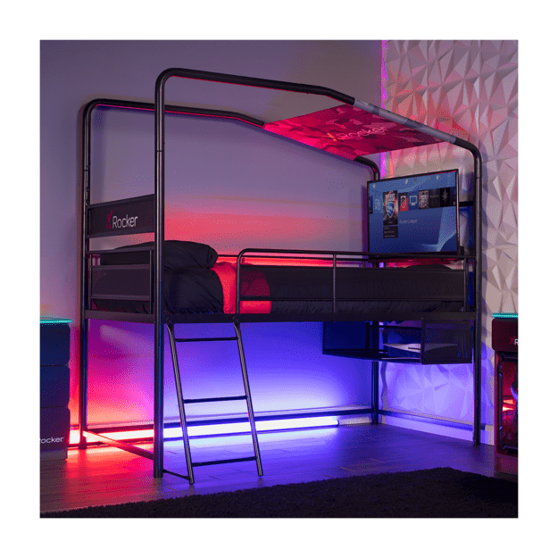 Xrocker Contra Mid-Sleeper Gaming Bunk Bed With Reversible Profile - Black And Camo 1