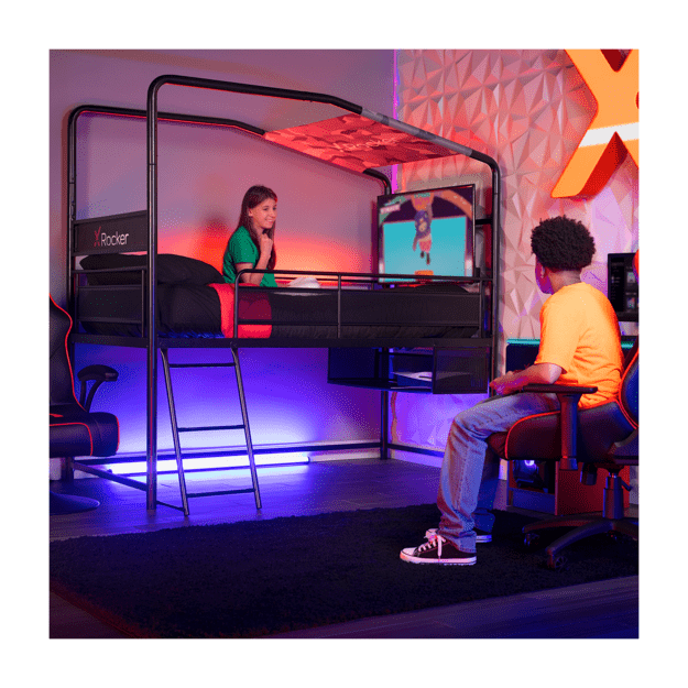 Xrocker Contra Mid-Sleeper Gaming Bunk Bed With Reversible Profile - Black And Camo 11