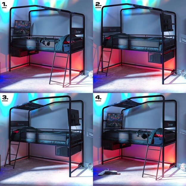 Xrocker Contra Mid-Sleeper Gaming Bunk Bed With Reversible Profile - Black And Camo 12