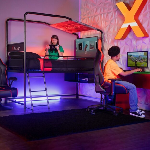 Xrocker Contra Mid-Sleeper Gaming Bunk Bed With Reversible Profile - Black And Camo 7