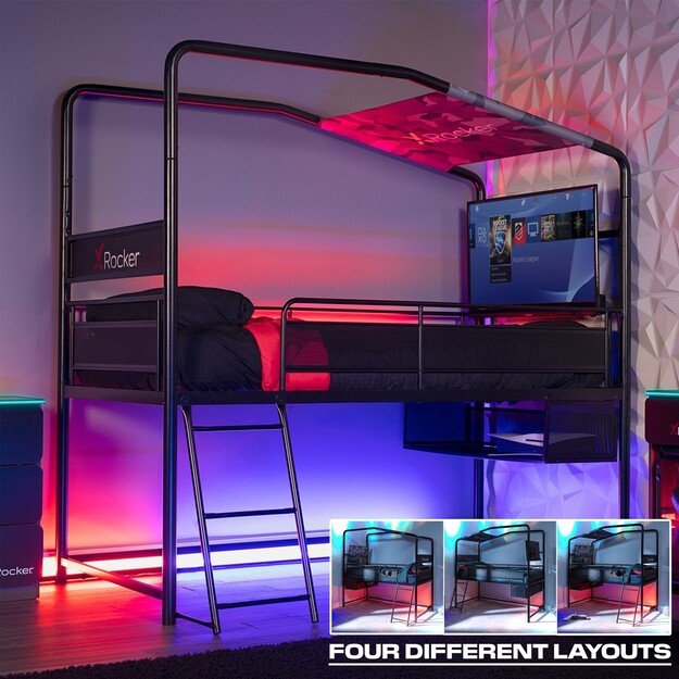 Xrocker Contra Mid-Sleeper Gaming Bunk Bed With Reversible Profile - Black And Camo 8