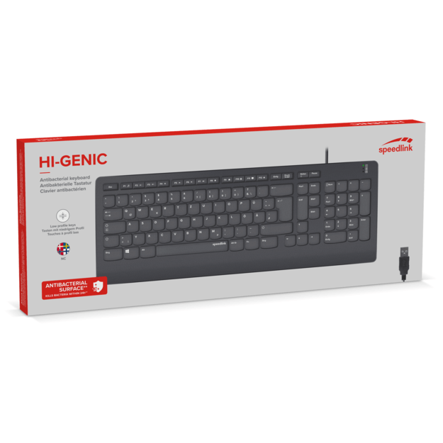 Speedlink - HI-GENIC Antibacterial Keyboard, black - Nordic Layout