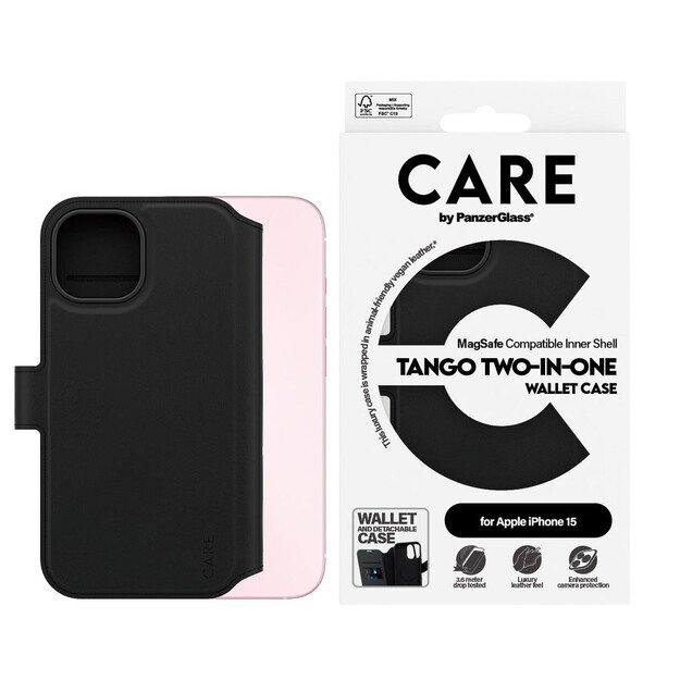 CARE By PanzerGlass - Case 2in1 Wallet - iPhone 15 - Black
