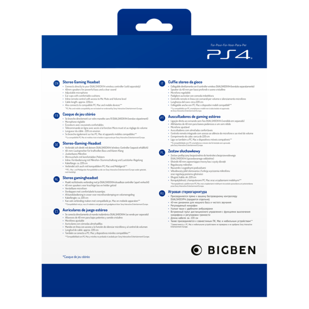 ﻿Playstation 4 HW Bigben Stereo Gaming Headset v3 (White)