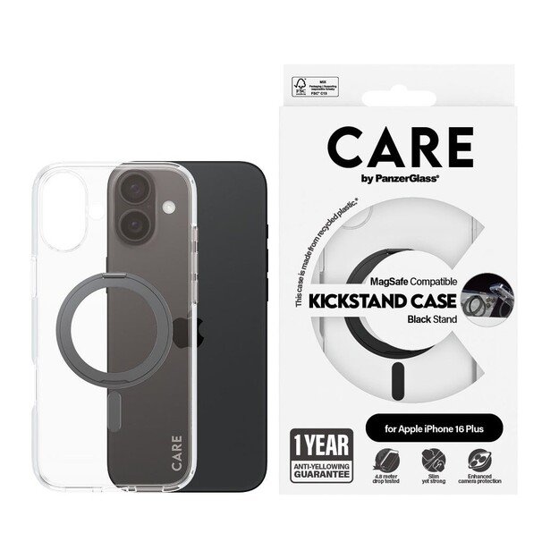 CARE by PanzerGlass - Case - Transparent Black - MagSafe - iPhone 16 Plus