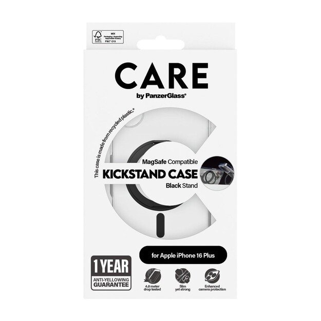CARE by PanzerGlass - Case - Transparent Black - MagSafe - iPhone 16 Plus