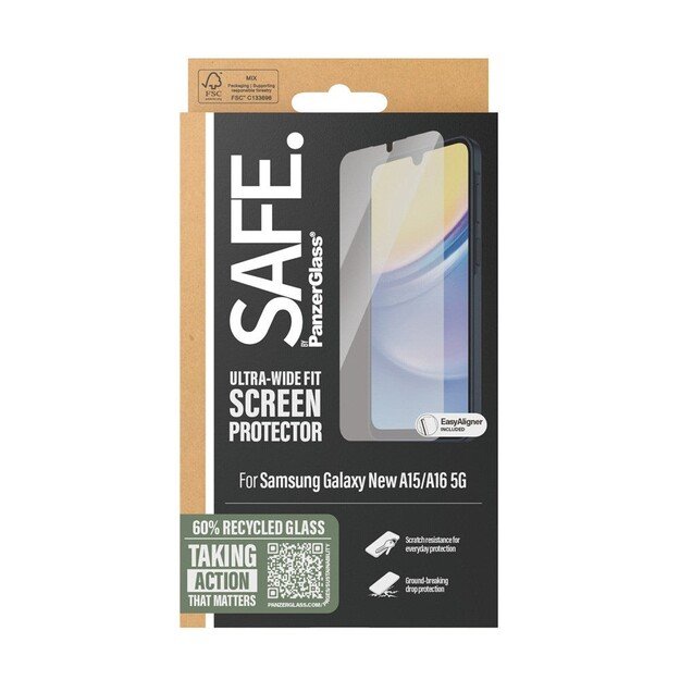 SAFE by PanzerGlass - Screen Protector - Samsung New A15/A16 5G - Ultra-Wide Fit
