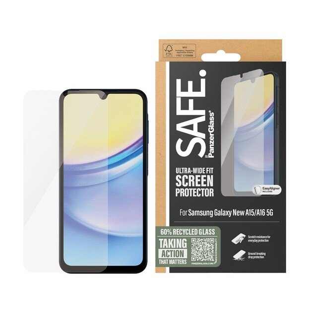 SAFE by PanzerGlass - Screen Protector - Samsung New A15/A16 5G - Ultra-Wide Fit