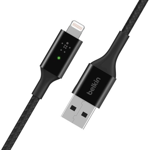 Belkin - Smart LED USB-A to Lightning Cable, Black