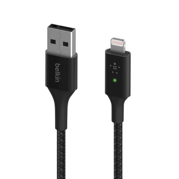 Belkin - Smart LED USB-A to Lightning Cable, Black