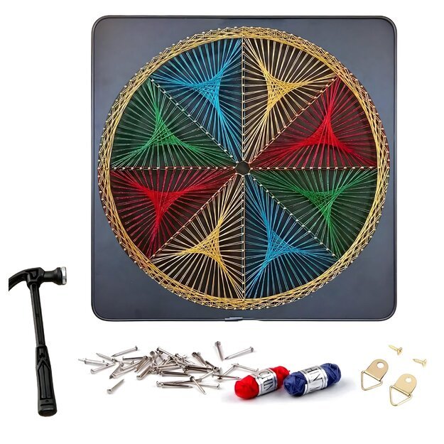 Virvelių meno kūrybinis rinkinys, paveikslų rėmelis iš pintų siūlų, 30x30 cm