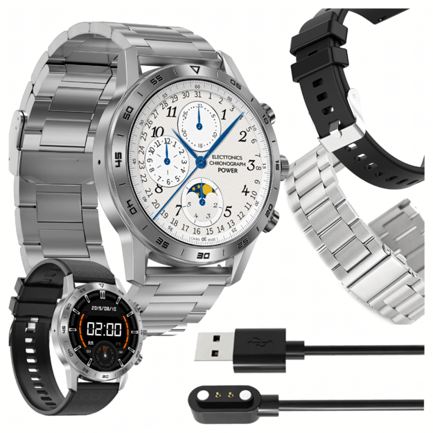 Išmanusis laikrodis Laikrodis lenkų kalba Meniu Pokalbiai Sportinis išmanusis laikrodis Vyrams Pulse PL