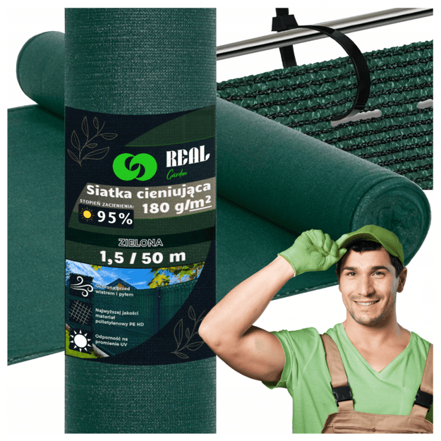 Tvoros apsauginis tinklas nuo šešėlių 1,5 x 50 m, maskuojantis 95 % dengimo kilimėlį, 180 g
