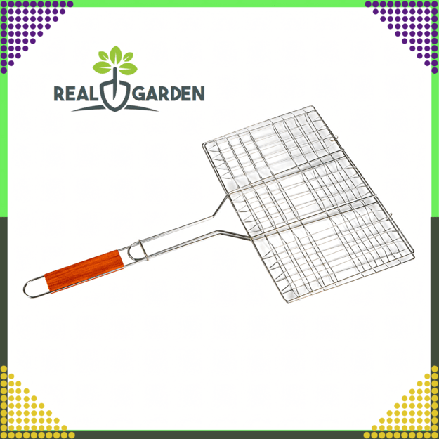 Folding grilling grate for baking, closed, metal grid, 34x58 cm