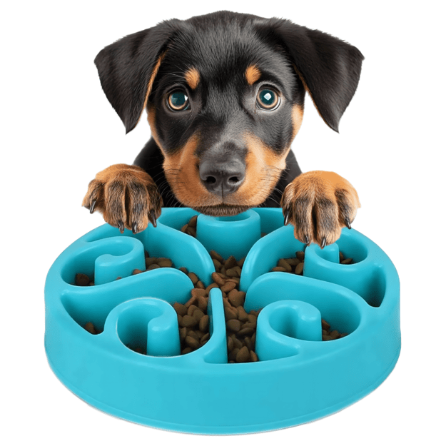 Lėto maisto dubenėlis šunims, katėms ir gyvūnams, didelis su skyriais