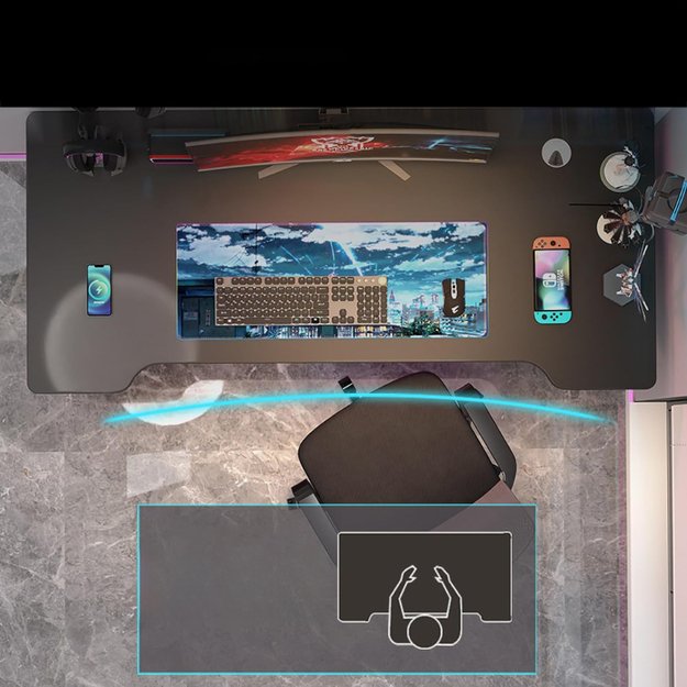 Kompiuterio stalas, žaidimų stalas žaidėjams, didelis, stabilus 14