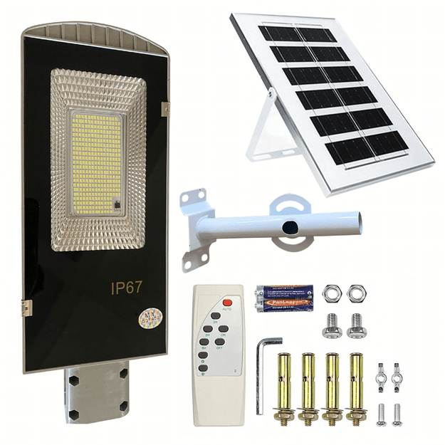Latarnia Ogrodowa Lampa Solarna na Słup Mocna 100W Panel Uliczna 129 Led