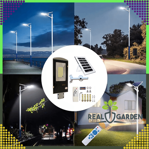 Latarnia Ogrodowa Lampa Solarna na Słup Mocna 100W Panel Uliczna 129 Led 7