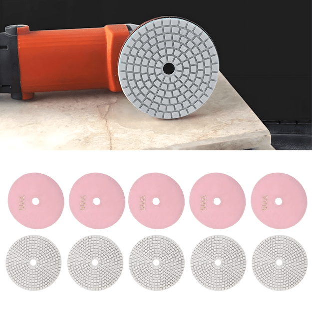10x Tarcza Diamentowa Polerska 80mm do Szlifowania Gresu Płytek Na Rzep 3000 1