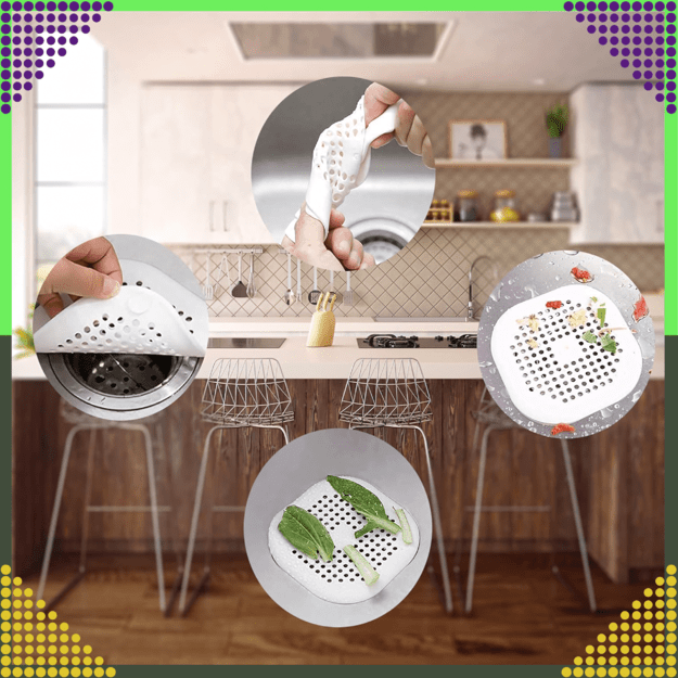 Silikoninis sietelis kriauklei, voniai, praustuvui, kanalizacijos filtrui, plaukų gaudyklė