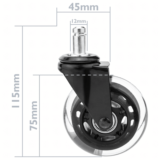 Guminis pasukamas biuro kėdės ratukas su guoliu