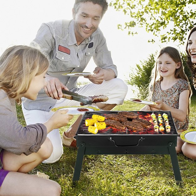 ZESTAW GRILL OGRODOWO TURYSTYCZNY PRZENOŚNY WALIZKA + MATA TEFLONOWA 12x 23