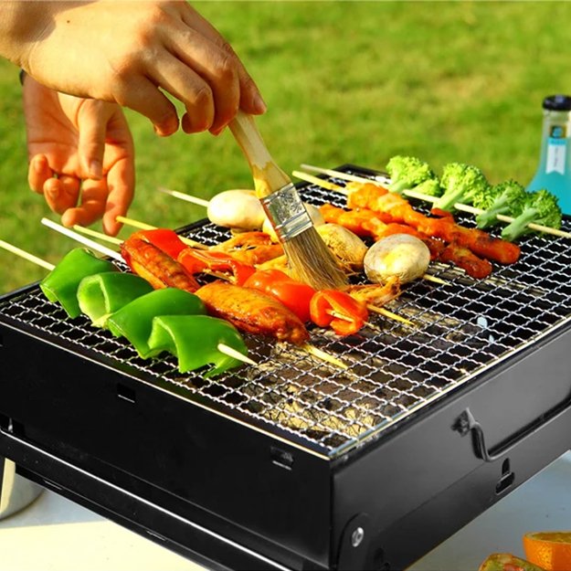 ZESTAW GRILL OGRODOWO TURYSTYCZNY PRZENOŚNY WALIZKA + MATA TEFLONOWA 12x 26