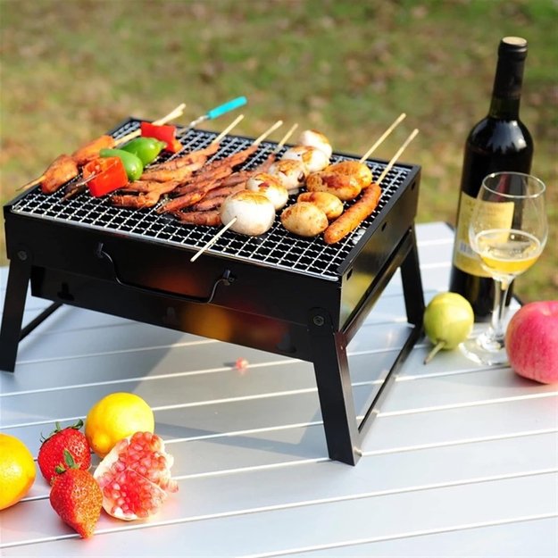 ZESTAW GRILL OGRODOWO TURYSTYCZNY PRZENOŚNY WALIZKA + MATA TEFLONOWA 12x 18