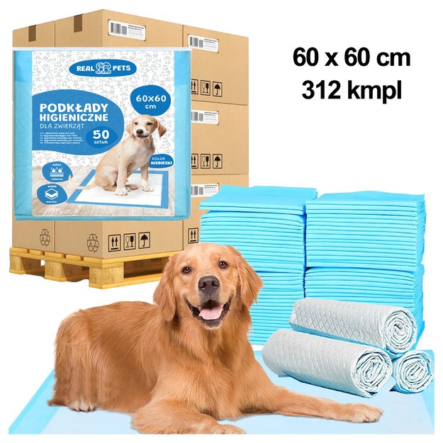 312 x  Podkłady Maty Higieniczne dla Psa do Nauki Sikania Xl 60x60cm Grube 50 szt