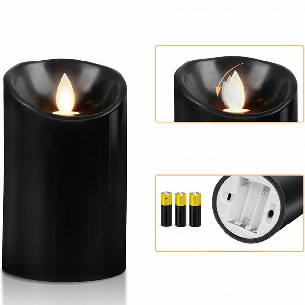 12x Grave Light Inserts Battery-Operated Candle LED Candle 15 cm Flame Effect