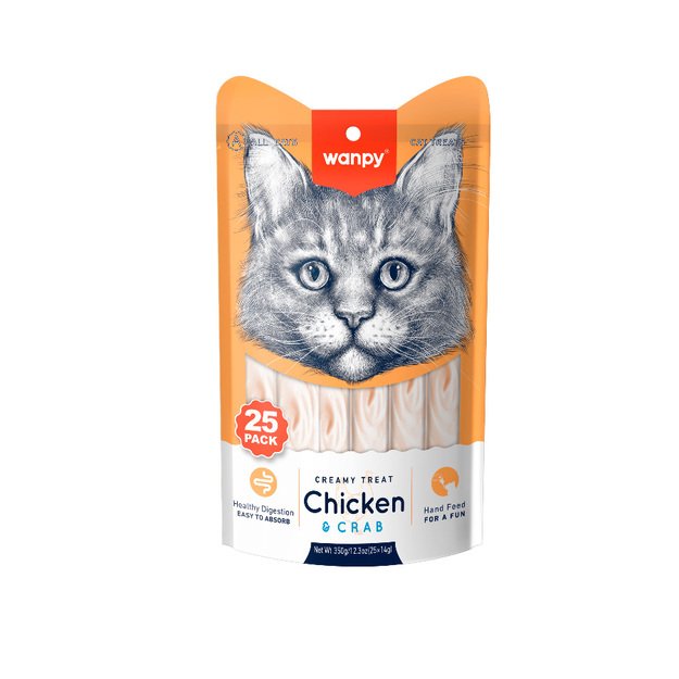 wanpy - Wanpy - 25 x 14gr Pack Creamy Lickable Treat with Chicken and Crab - 25 x 14gr 1