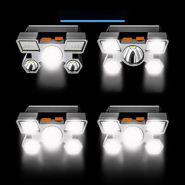 Uzlādējams galvas lukturis 9x Led Zoom Cree XPE galvas lukturis