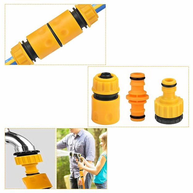 Dārza šļūtenes jaucējkrāna savienotāju komplekts dārza apūdeņošanas savienotājiem 1/2 3/4