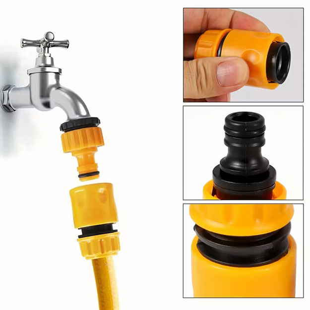 Dārza šļūtenes jaucējkrāna savienotāju komplekts dārza apūdeņošanas savienotājiem 1/2 3/4