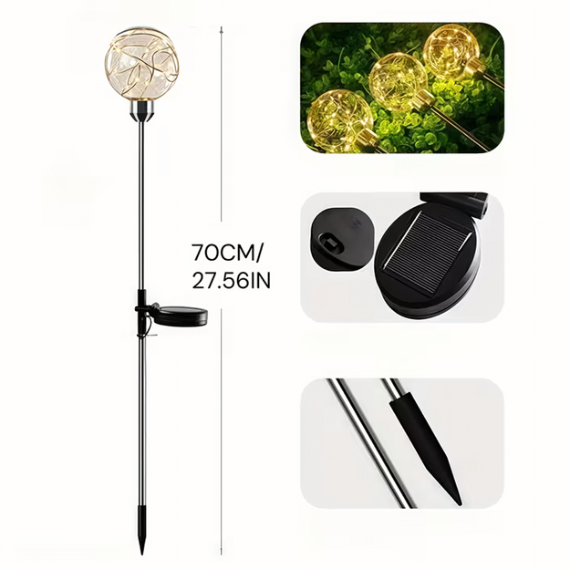 Saules dārza lampas, iebraucamās LED sfēras lampas, ūdensizturīgas, 4 gab.