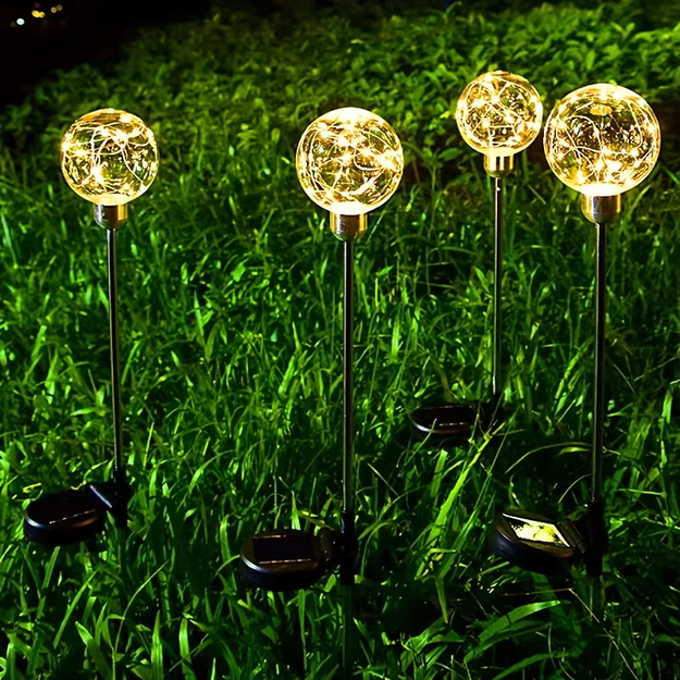 Saules dārza lampas, iebraucamās LED sfēras lampas, ūdensizturīgas, 4 gab.